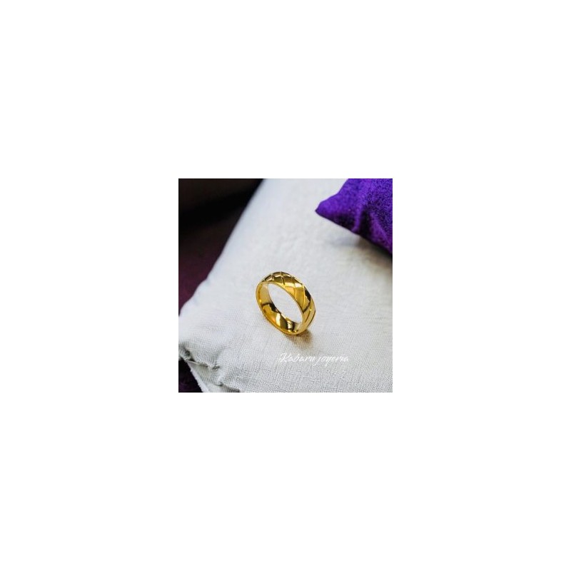 Anillo T9 matrimonio acero inoxidable dorado rayas