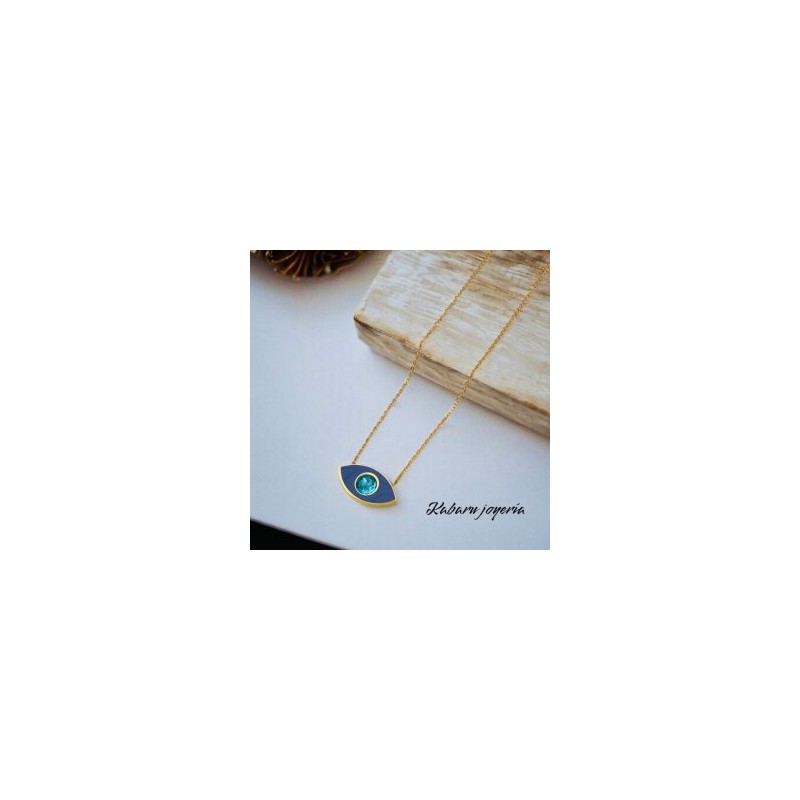 Collar dorado acero inoxidable ojo turco azul