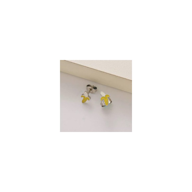 Pendientes niñas acero inoxidable plata bananas