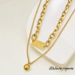 Collar dorado 2 lienzos  acero inoxidable GIRLS