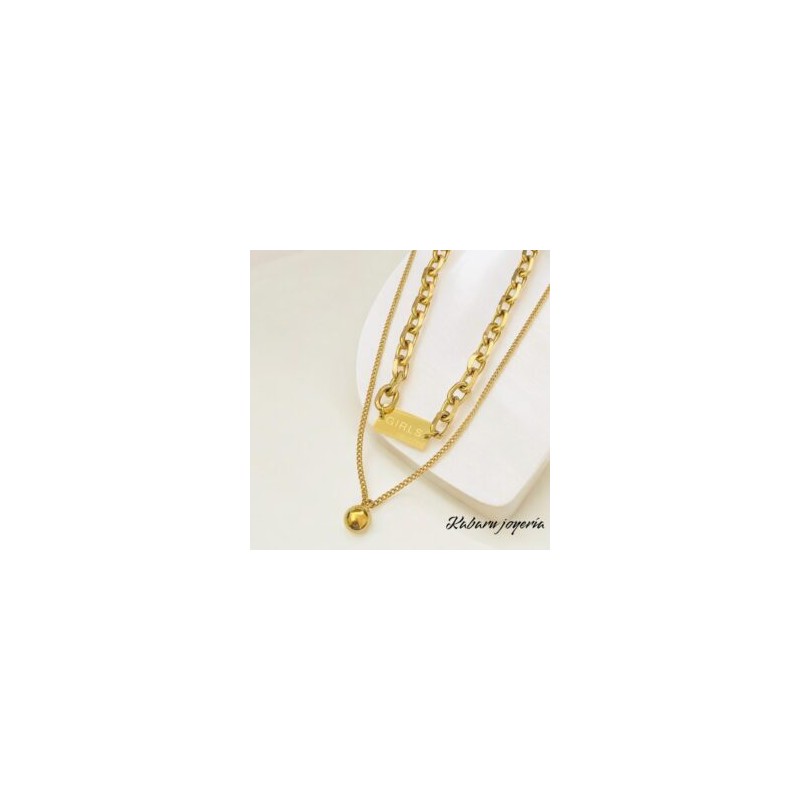 Collar dorado 2 lienzos  acero inoxidable GIRLS