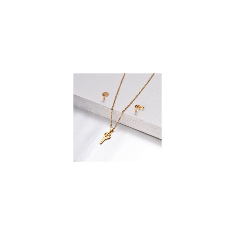 Conjunto dorado acero inoxidable llave 15 años