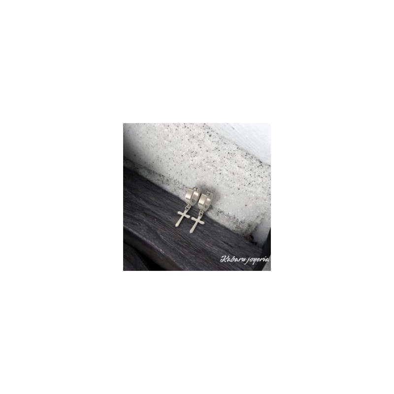 Hugies color plata acero inoxidable cruz