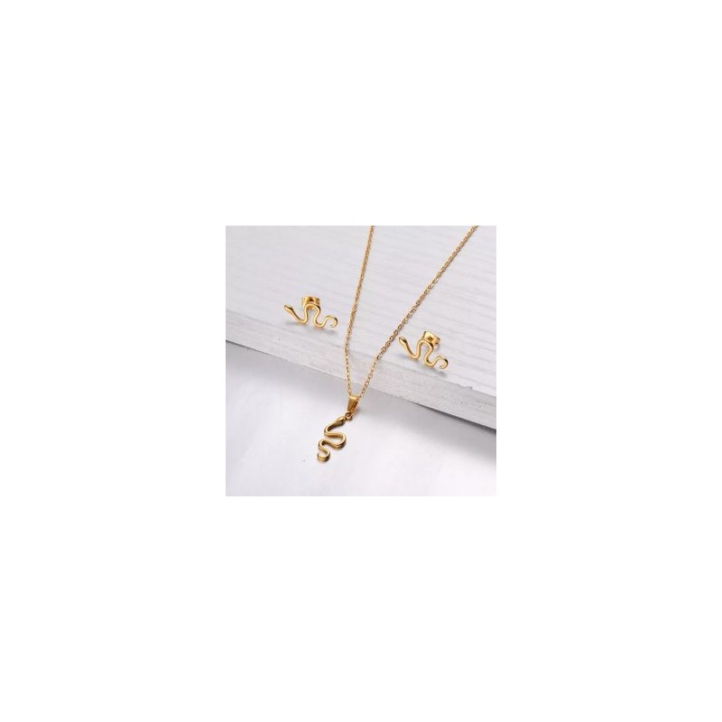 Conjunto dorado acero inoxidable serpientes
