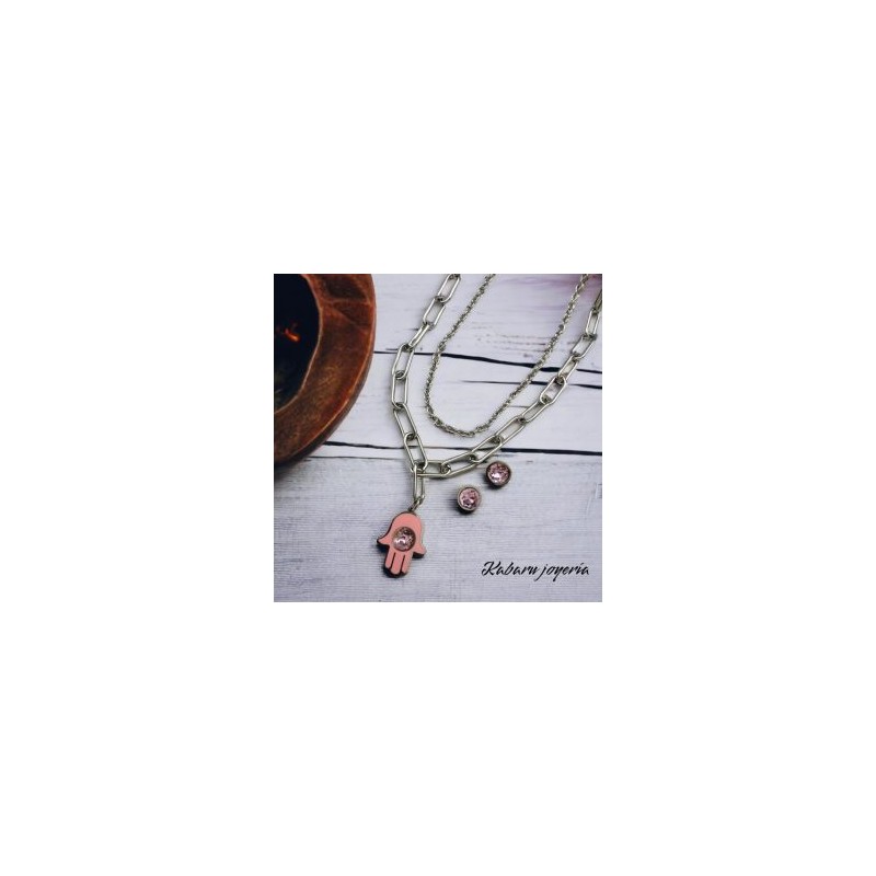 Conjunto acero inoxidable color plata mano Fátima