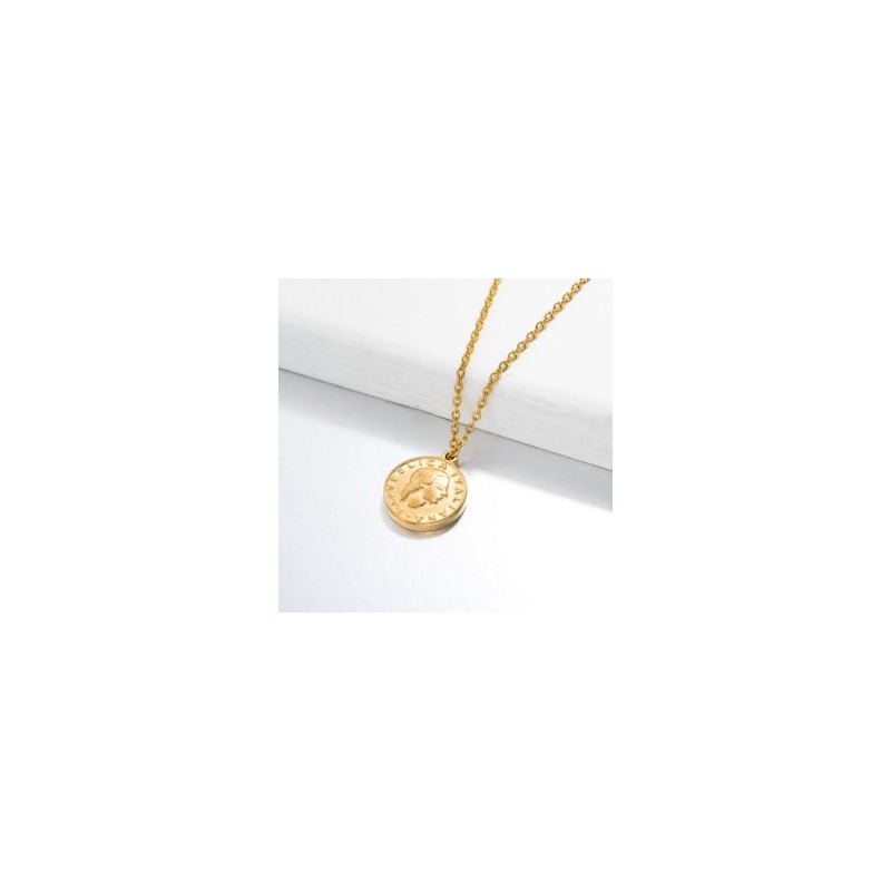 Collar colgante medalla moneda Acero inoxidable 316L