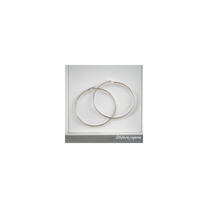 Arracadas circular color plata 95 mm Acero inoxidable 316L