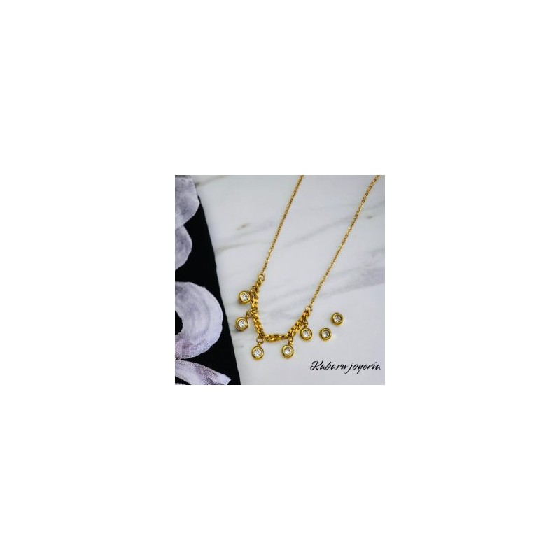 Conjunto mujer acero inoxidable moda zirconias