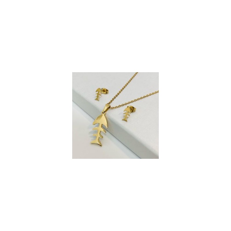 Conjunto económico acero inoxidable dorado pez