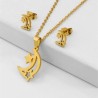 Conjunto dorado acero inoxidable moda lunas | Joyería Ensueño