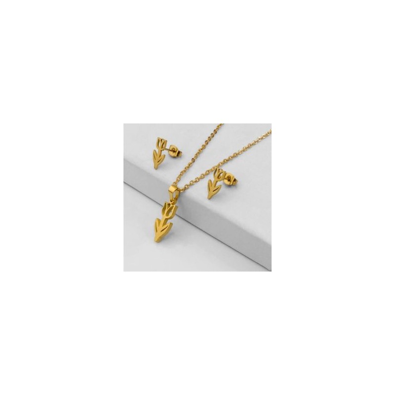 Conjunto económico acero inoxidable moda flor
