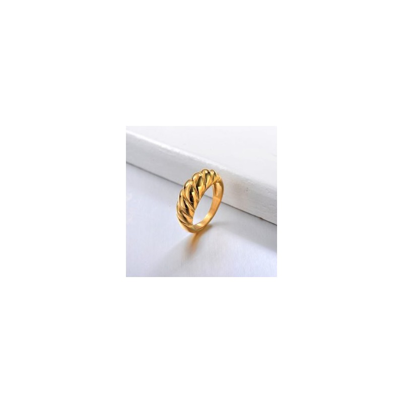 Anillo dorado acero inoxidable moda minimalista T6