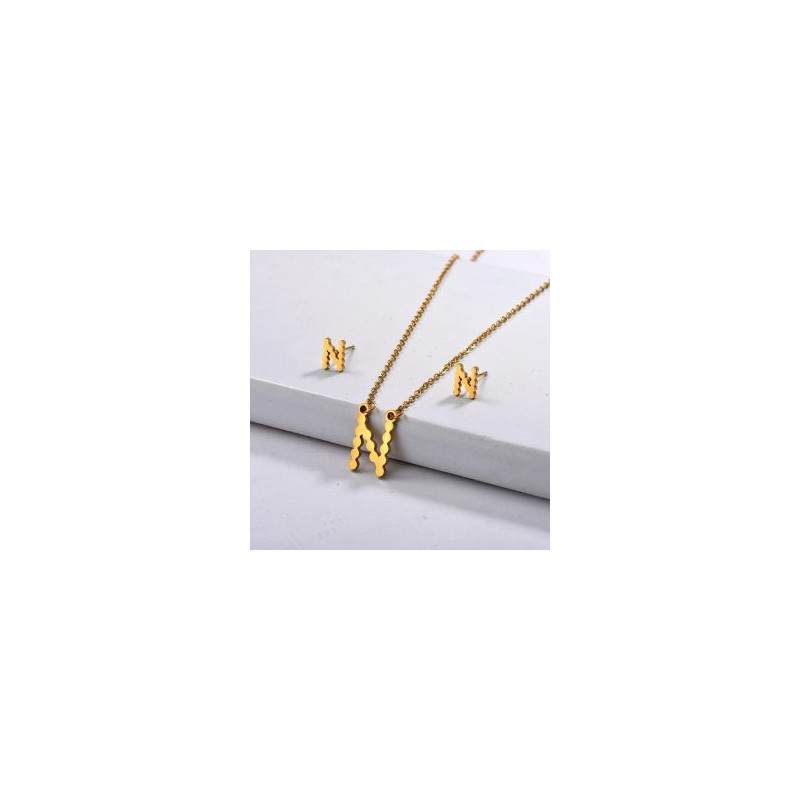 Conjunto mujer acero inoxidable moda letra N