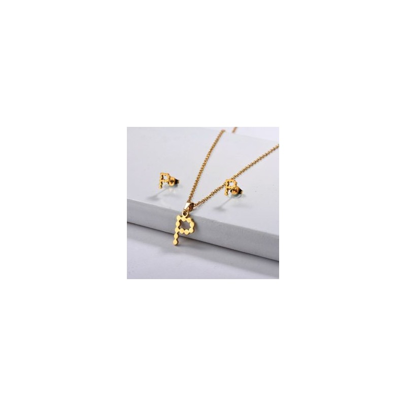 Conjunto mujer acero inoxidable moda letra P