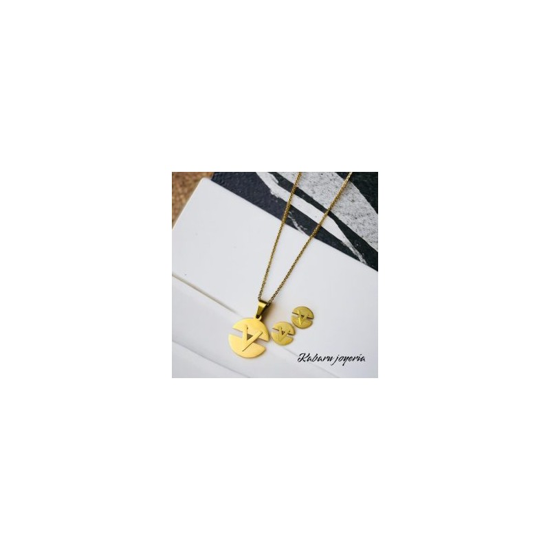 Conjunto mujer acero inoxidable moda circulo V