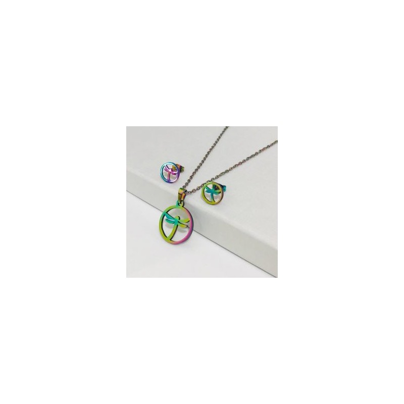Conjunto metálico acero inoxidable diseño libélula