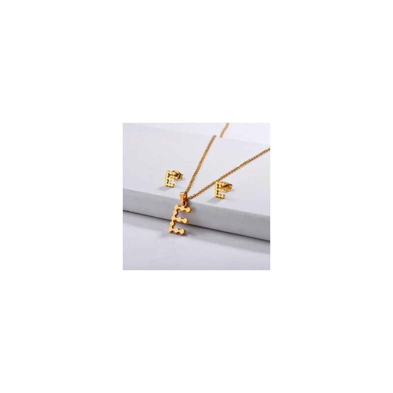 Conjunto economico acero inoxidable moda letra E