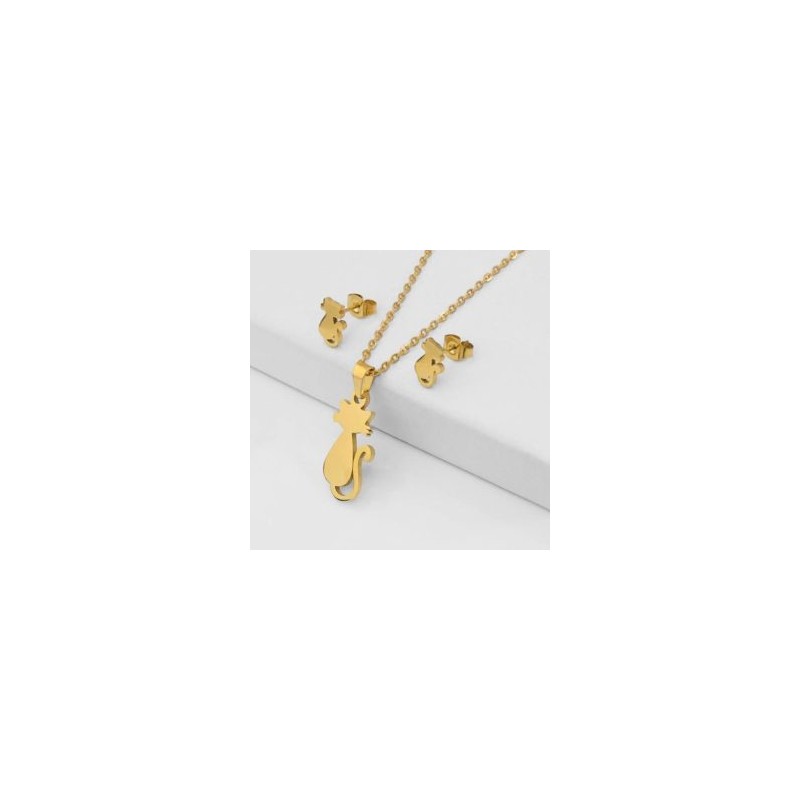 Conjunto economico acero inoxidable moda gatitos