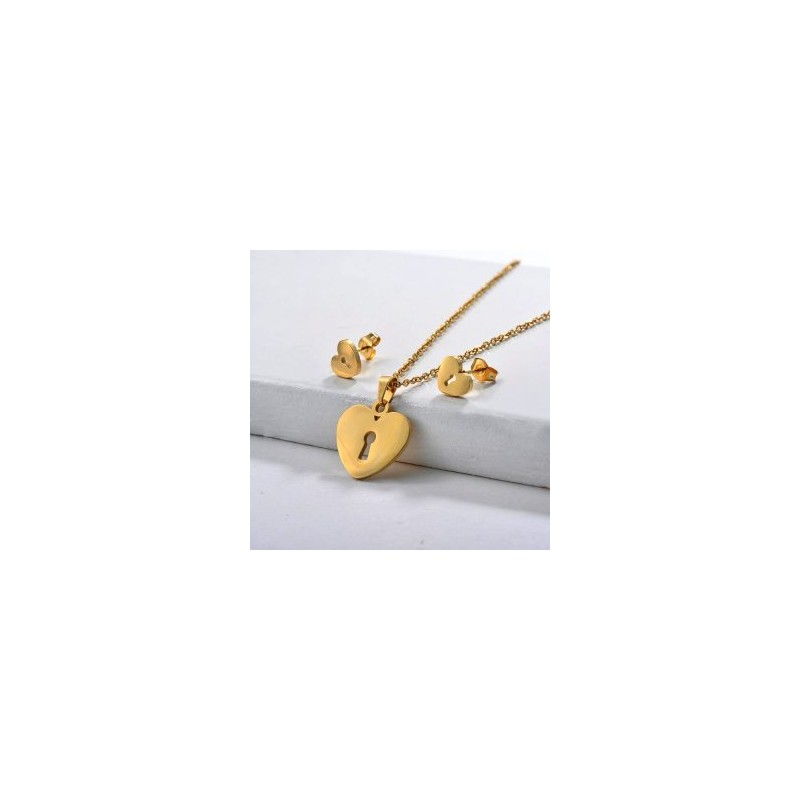 Conjunto económico acero inoxidable moda corazón llave