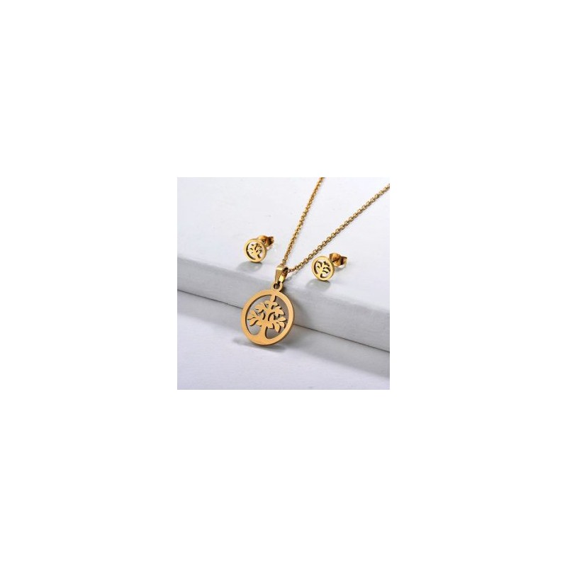 Conjunto económico acero inoxidable moda árbol de la vida