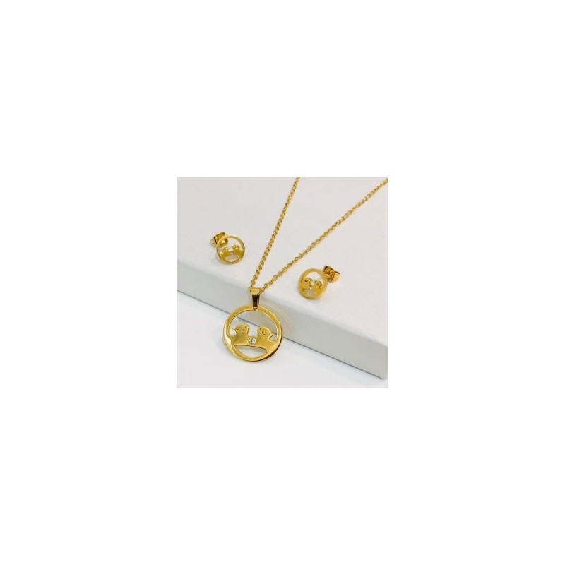 Conjunto económico acero inoxidable circulo peces